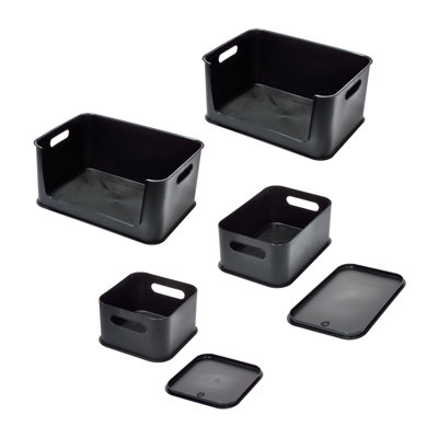 iDesign Plastic Garage Storage Eco Bin Starter, 6 Pack, Matte Black -  95551N