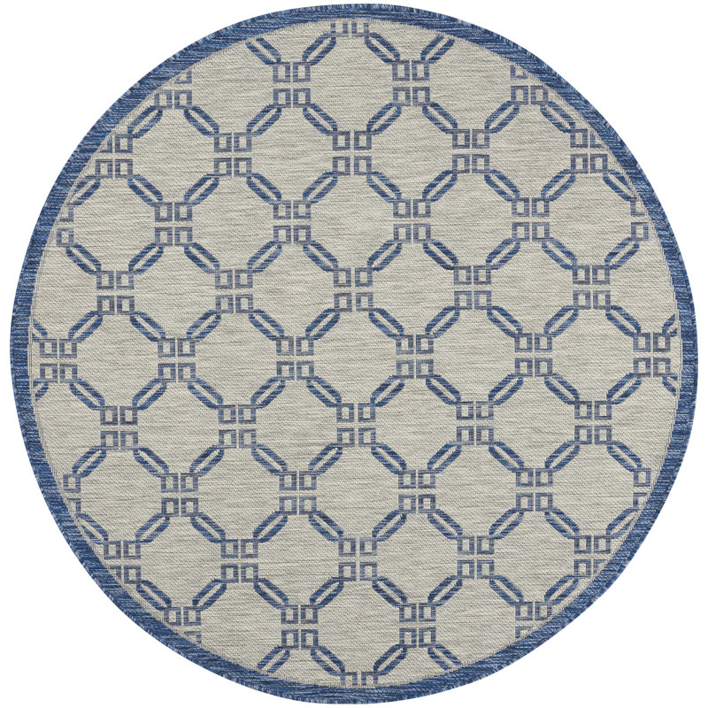 Yony Geometric Indoor / Outdoor Rug, Round 5'3"