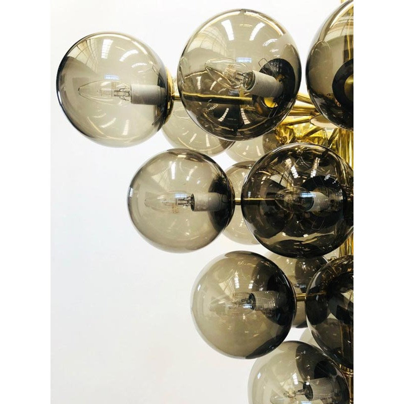 Lustre Cortisha Grappolo, Laiton brossé, Blanc, 37” Length x 37” Width x 48” Height