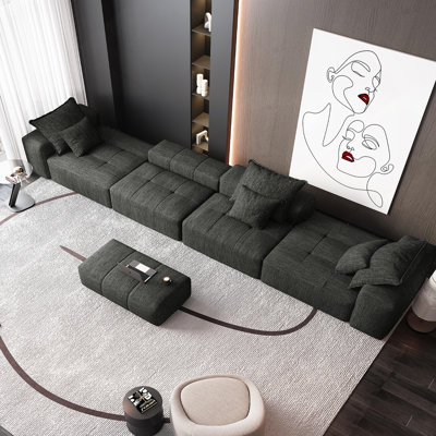 Canapé modulaire surdimensionné moderne avec coussins moelleux et combinaison de bricolage, aucun assemblage requis