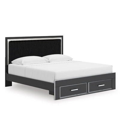 Laurentis King Upholstered Panel Storage Bed