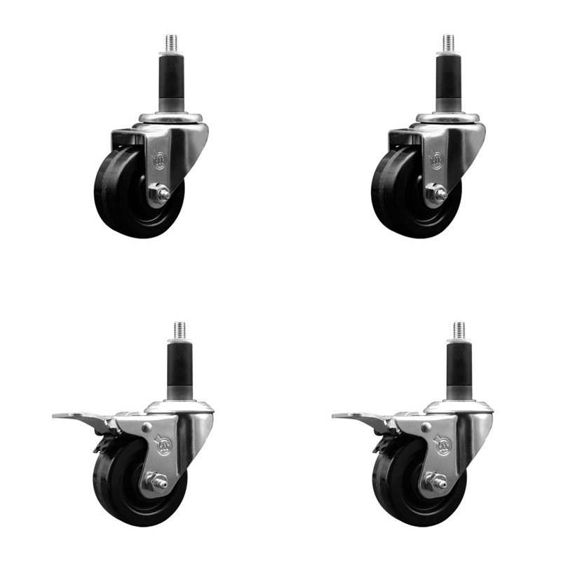 Ensemble de roulettes extensibles pivotantes 1-1 / 8 pouces Phenolique 2 freins à verrouillage total