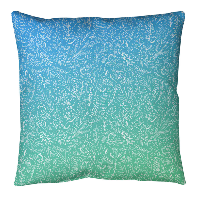 Coussin de sol floral Katelyn Elizabeth Ditsy, 28 po x 28 po, Bleu / Vert