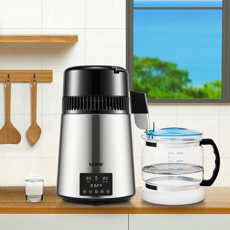 VEVOR 1.1 Gallon Countertop Water Distiller, 0.4 Gal/H, 1750W Stainless Steel Distiller
