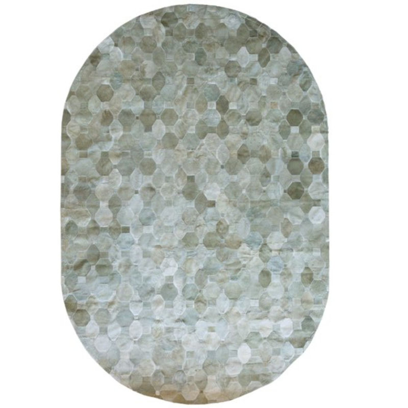 Tapis ovale à motif géométrique mousse, Ovale 4 pi 6 po x 5 pi 9 po