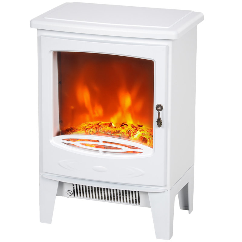 Cuomhouse Electric Fireplace Freestanding w/Realistic Flame Effect, White