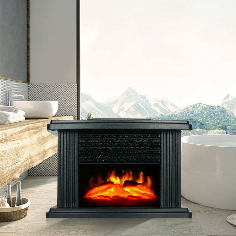 YYBUSHER 5.71in H Portable Mini Electric Fireplace Space Heater Freestand  Black u0026 Reviews | Wayfair