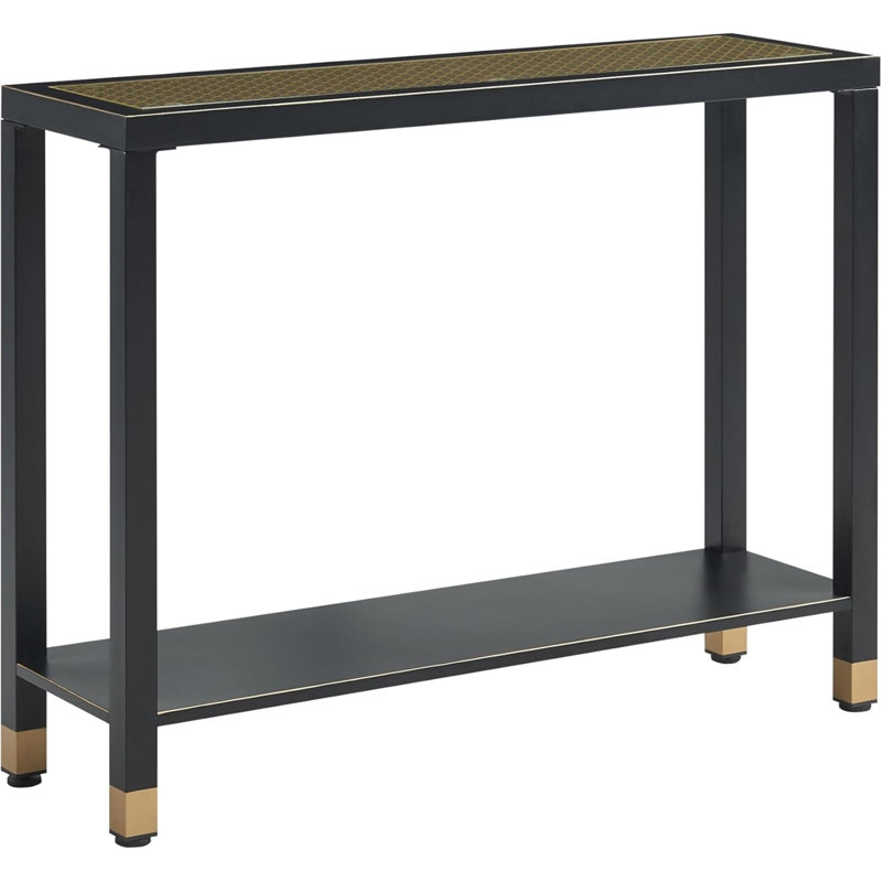 Glass Entryway Table, Black/Gold