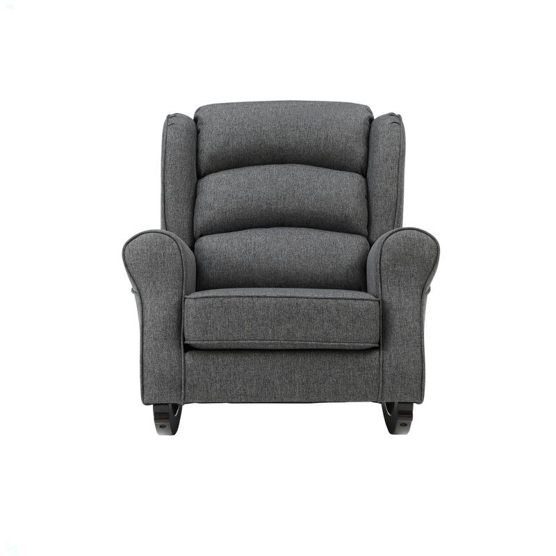 Chaise berçante grise avec accoudoirs évasés