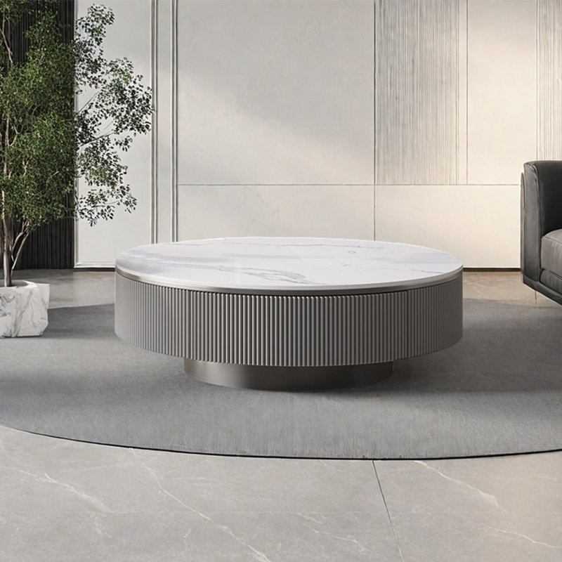 Light luxury round rock table, 13.8" H x 31.5" L x 31.5" W