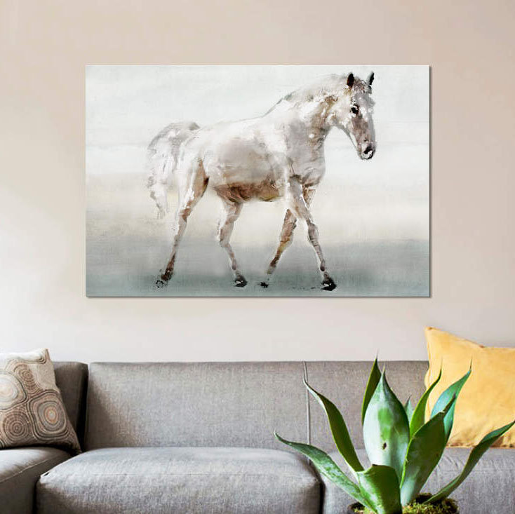 «White Horse», impression sur toile, H 8 po x l 12 po x P 0,75 po, Toile tendue, Pas de tapis