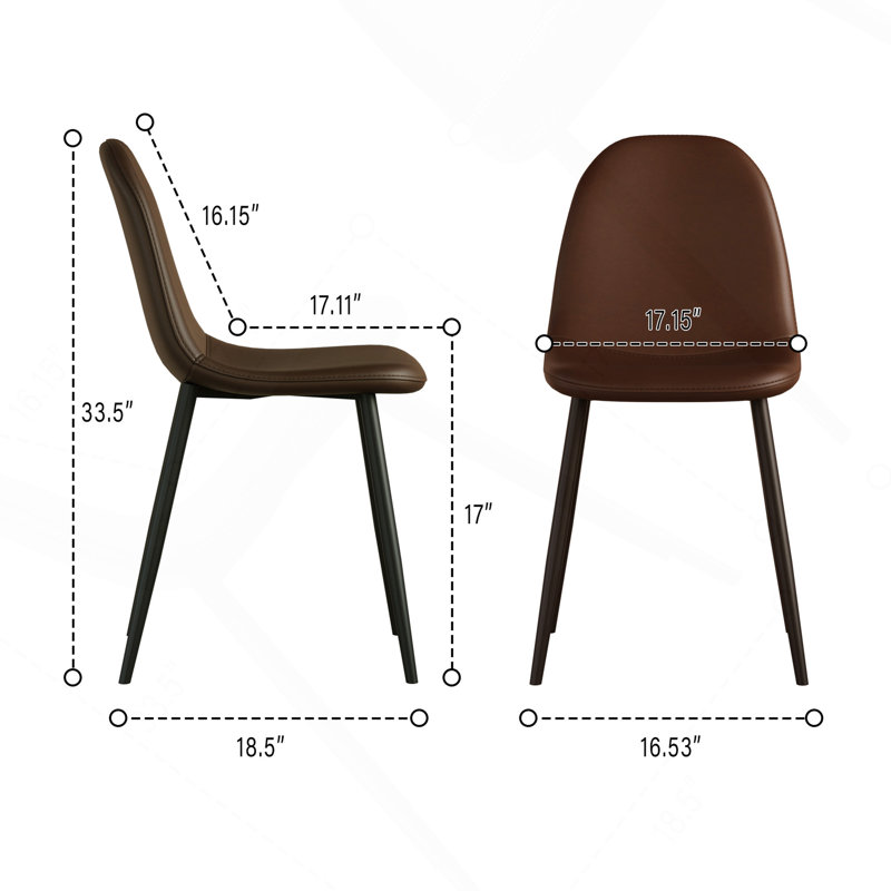 Ensemble de 4 chaises de salle à manger, chaises de style moderne, sièges rembourrés en cuir de selle, chaise de cuisine en forme de cuillère, chaises de salle à manger pour cuisines de restaurant