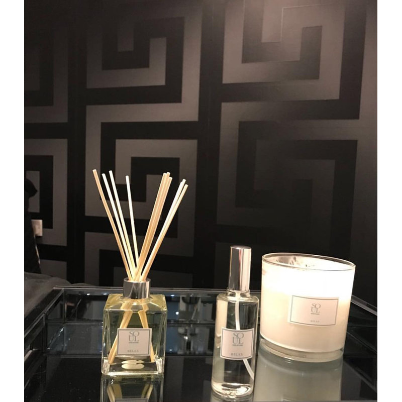 Versace Greek Key Silver Gray Vinyl Wallpaper, Black/Satin, 33' L x 27" W