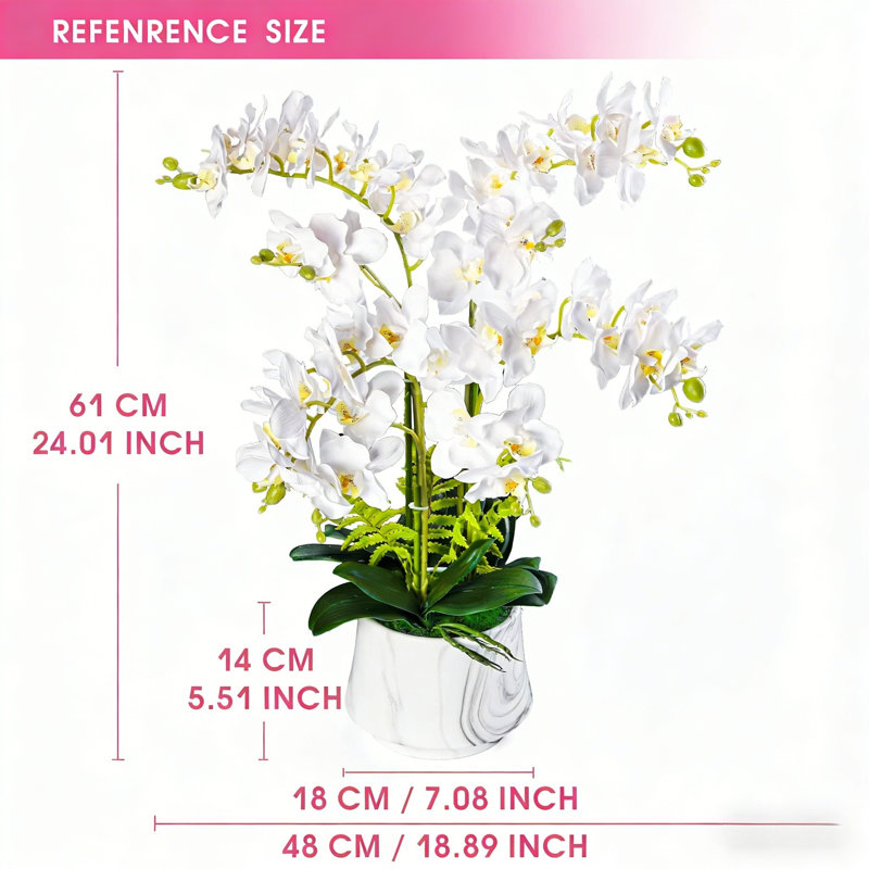 Arrangement floral artificiel, Blanc, 24 po x 18,89 po