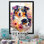 «Cute Australian Shepherds Floral I», impression sur toile