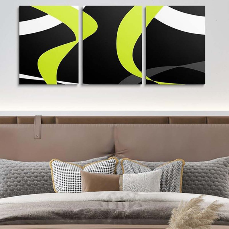 3 Piece Wrapped Canvas Print, Green