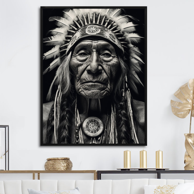 Sagesse amérindienne sur toile, H 32 po x l 16 po x P 1 po, Cadre flottant noir