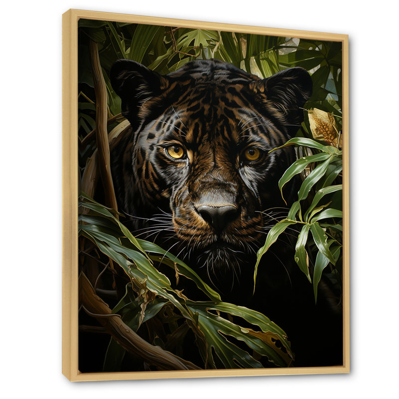 «Black Green Panther», impression réaliste sur toile Vista, H 44 po x l 34 po x P 1,5 po, Cadre naturel flottant