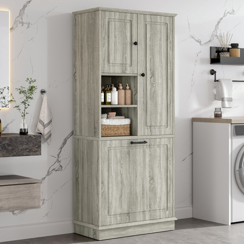 Tall Storage Cabinet with Adjustable Shelves, Gray