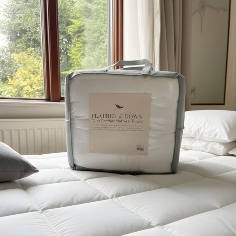 MHG Living Duck Feather Mattress Topper Box Stitched with Elastic Straps - Available Single/Small Double/Double/King/Super King