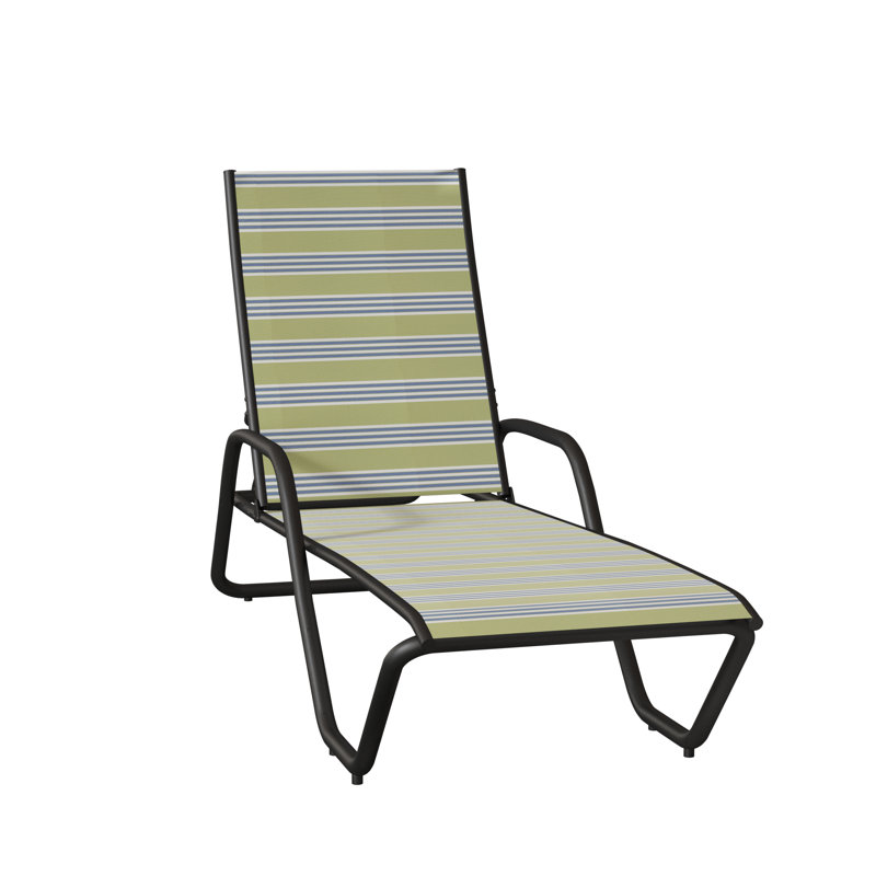 Outdoor Rust-Resistant Metal Chaise Lounge, Textured Black, Limelite