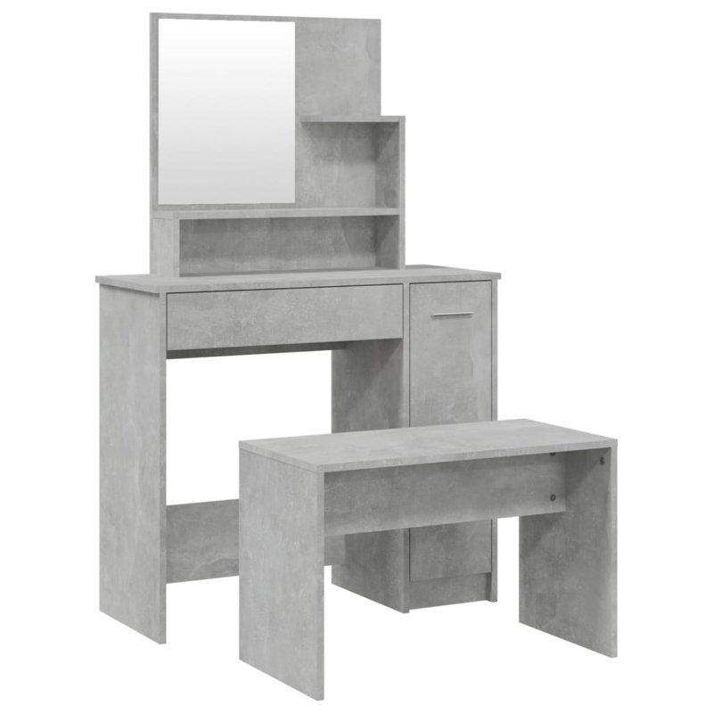 Libaan Dressing Table with Mirror, Concrete Grey