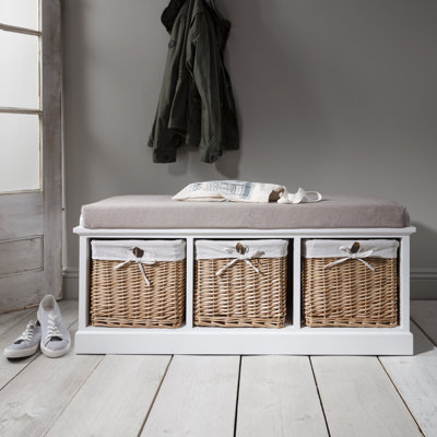 Hudson Oaks Polyester Blend Upholstered Bench with Shelves