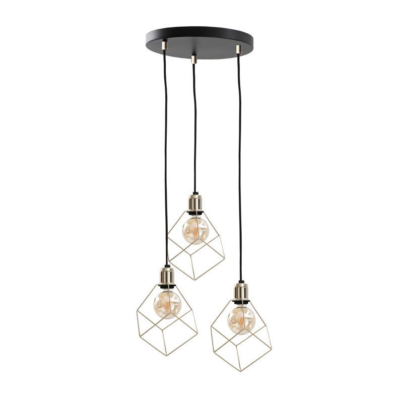 Bohannon 3 - Light Geometric Pendant, White/Gold, Black