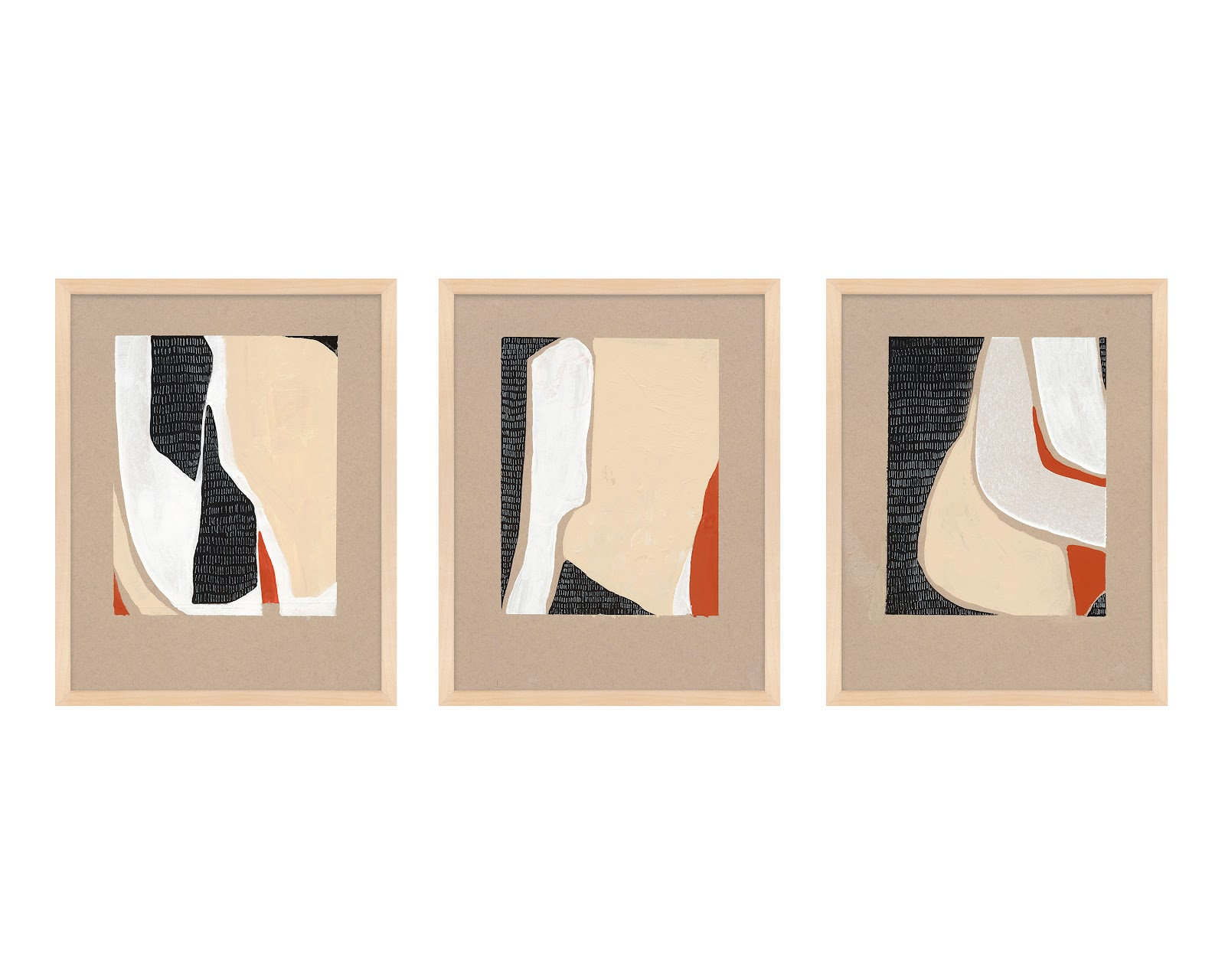Ladner "Distant View" 3-Piece Print Set, Maple Framed, 38" H x 30" W