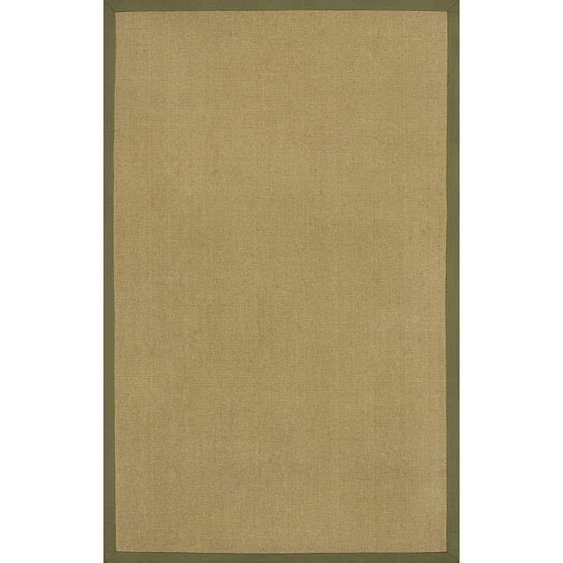 Camden Farmhouse Cottage Border Jute Natural/Olive Rug, Rectangle 4' x 6'