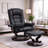 Massage Recliner with Ottoman Swivel Wood Base, Adjustable Recline, Faux Leather Lounge Chair with Footrest for Living Room and Bedroom, Black-1072412361
