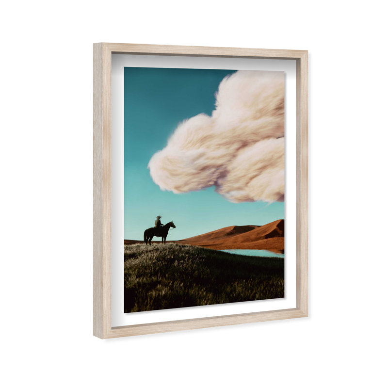 Cowboy Surreal Print by Oliver Gal, 37.5"H x 55.5"W, Natural Oak Shadowbox