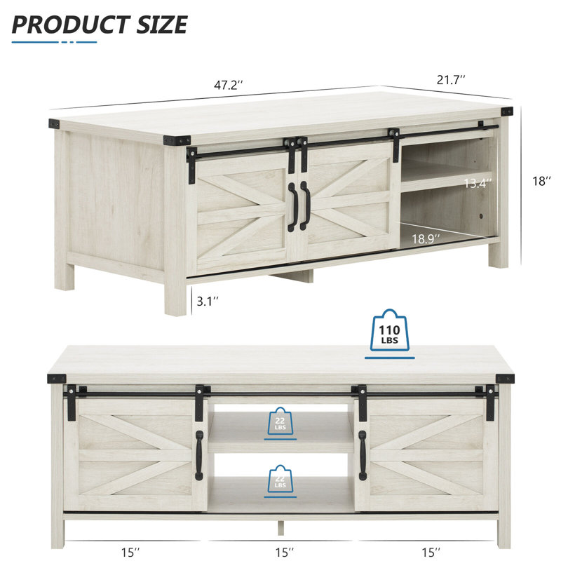 Table basse à 4 pieds avec rangement Muataz, Blanc