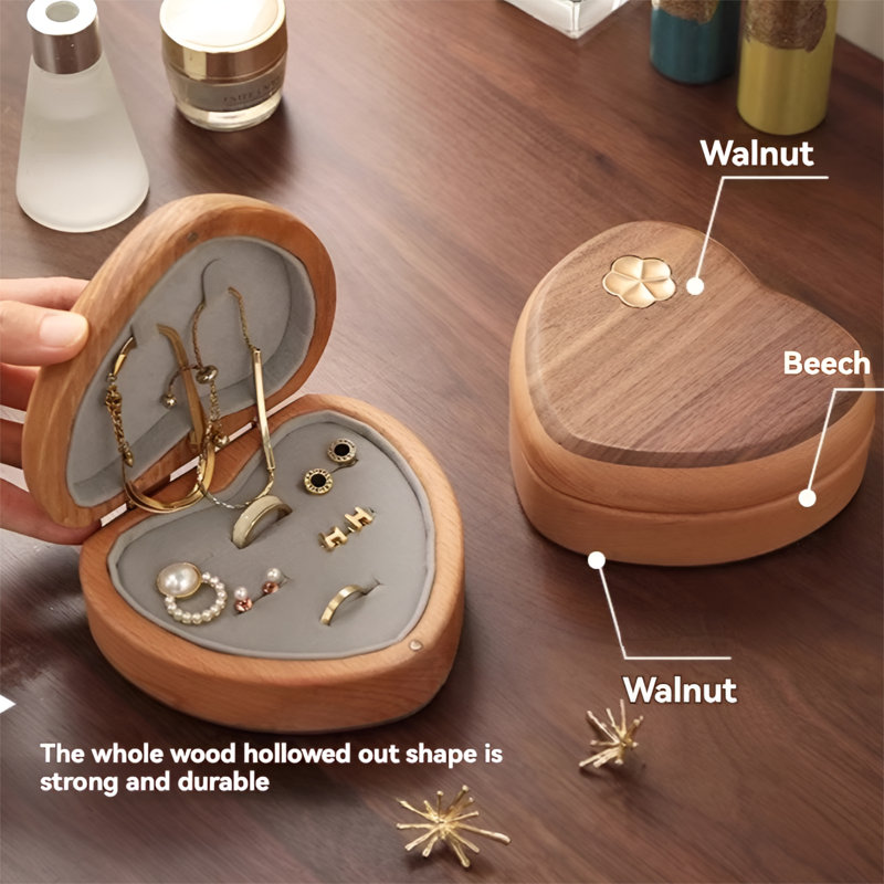 Suiyuan Love Walnut Jewellery Storage Box - High End, Exquisite And Portable, Guarding Every Precious Item