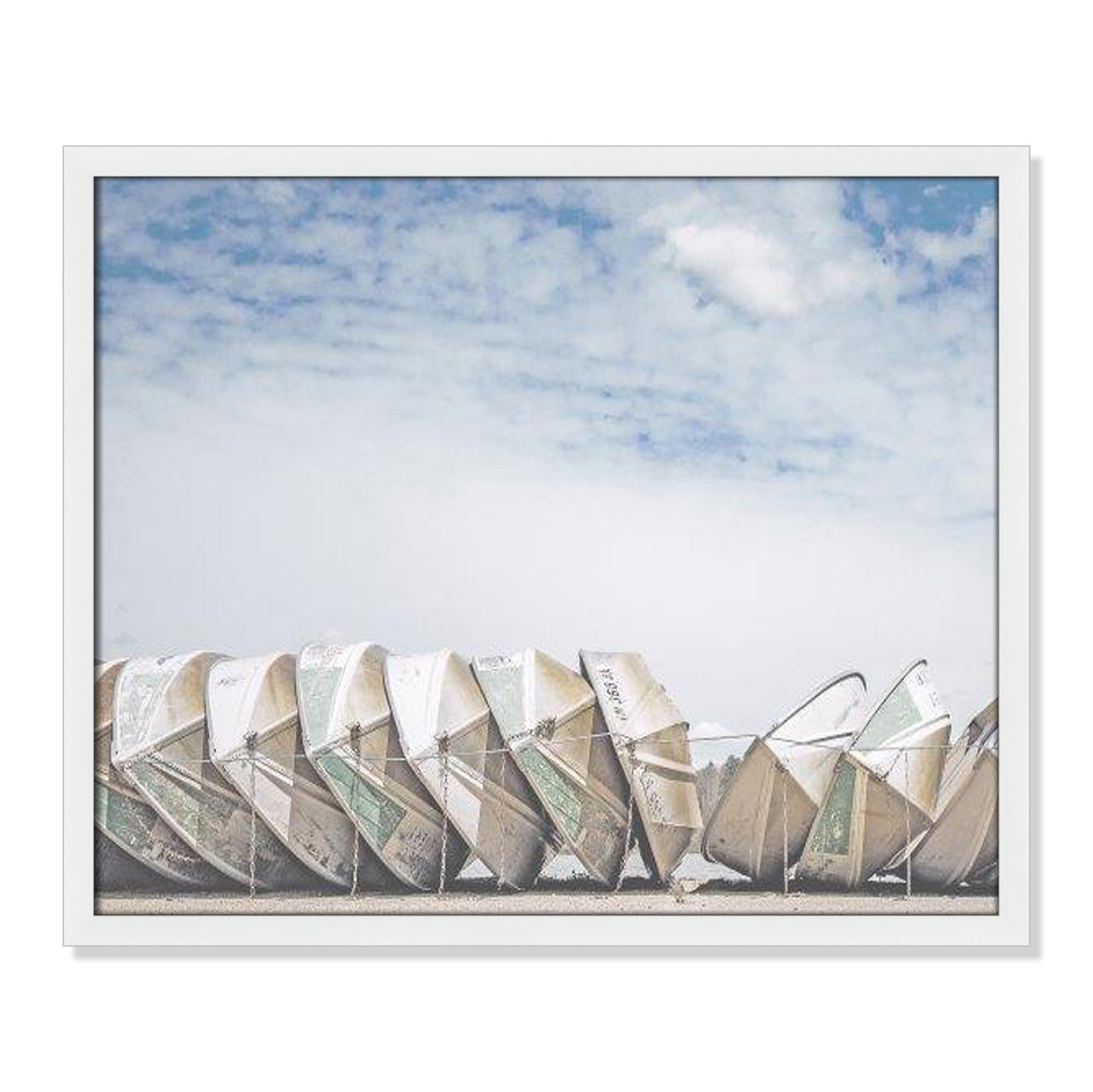 Hennecy "Wooden Boats" Print by Leah Straatsma, 21.5" H x 25.5" W x 1.25" D, Satin White