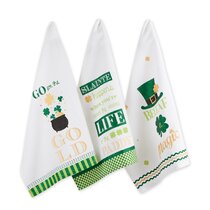 Caroline's Treasures Wdk4905wtkt Black Shih Tzu St. Patrick's Day White Kitchen Towel Set of 2 Dish Towels, 19 x 25 inch