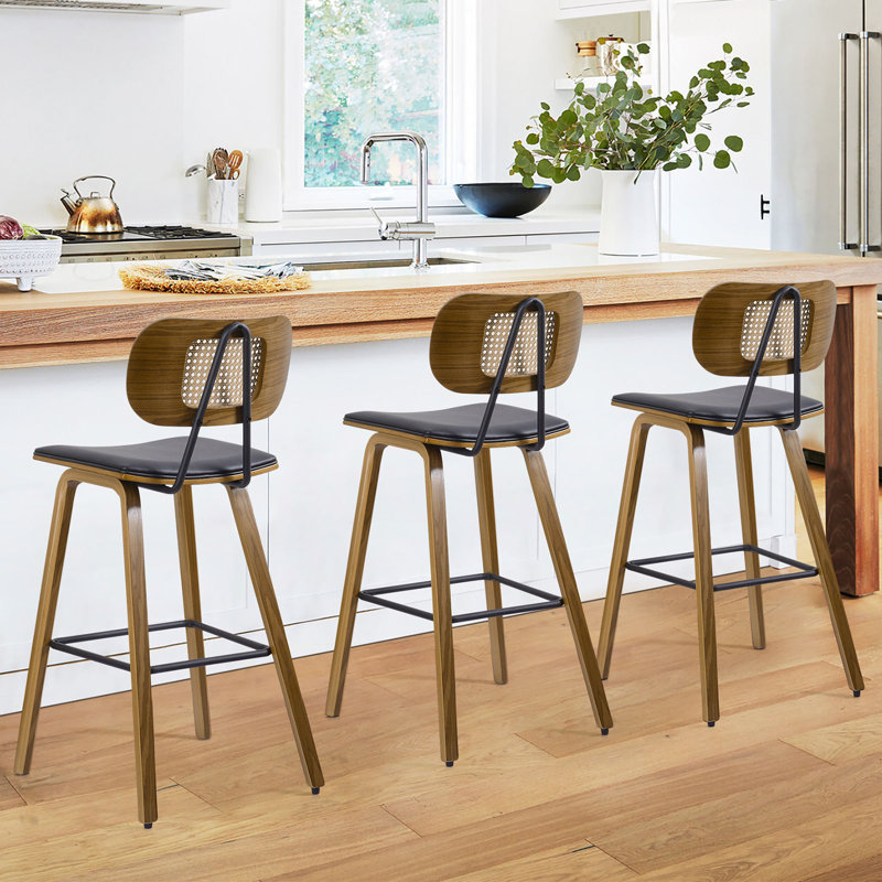 Tabouret de bar 26 po, Similicuir noir, 3, Tabouret de comptoir (siège d'une hauteur de 26 p