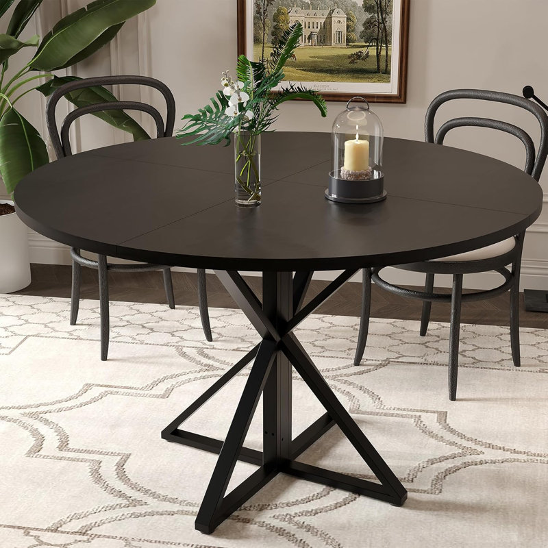 Round Dining Table For 4, 47" Dining Table, Circle Table, Dining Room Table, Black