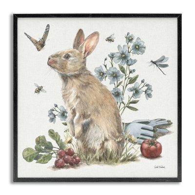 «Garden Patch Bunny», estampe numérique encadrée par Leslie Trimbach