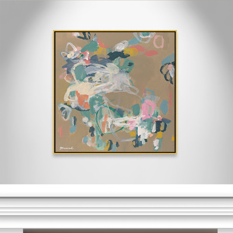«Abstract Flow Square», reproduction par Marisol Evora, H 37,5 po x l 37,5 po, Doré