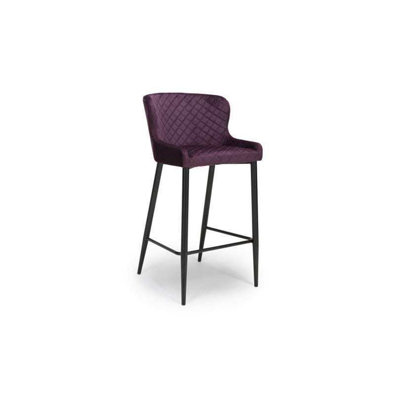 Giorgi Upholstered Velvet Bar Stool with Steel Frame, Purple