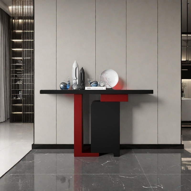 Console Modern Minimalist Art, Noir / Rouge, H 33,46 po x l 39,37 po x P 15,75 po