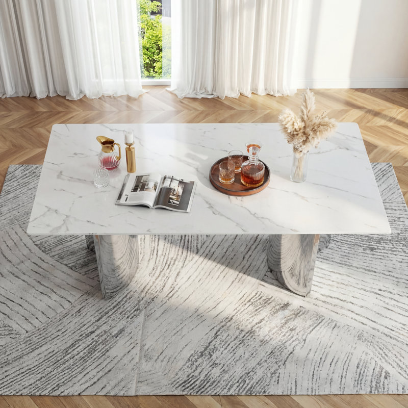 Table de salle à manger rectangulaire Kennetra, Argent, H 29,5 po x L 62,9 po x l 35,4 po