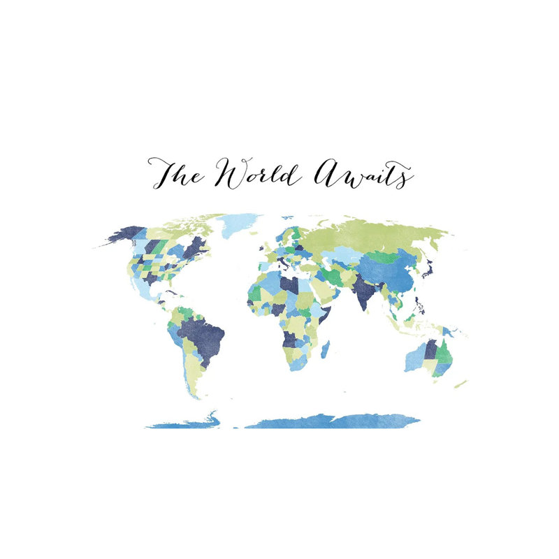 The World Awaits World Map by Blursbyai - Wrapped Canvas Gallery-Wrapped Canvas Giclée, 45.72 cm H x 66.04 cm W