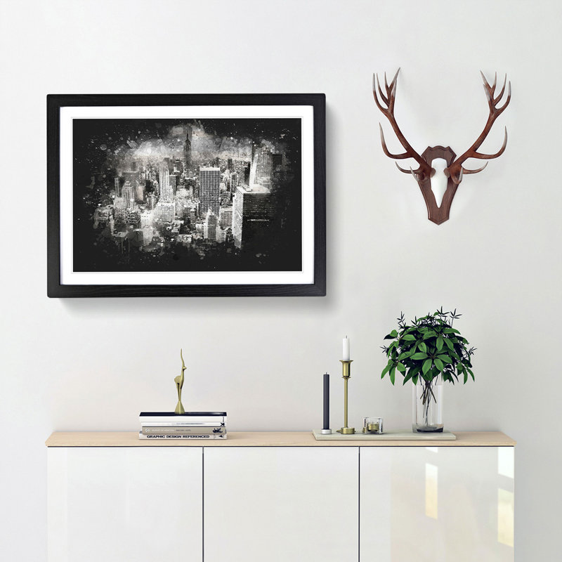 A New York Skyline - Picture Frame Graphic Art Print, Black Framed, 62cm H x 87cm W x 2cm D