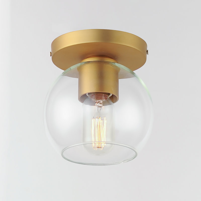 Glass Semi Flush Mount, Natural Aged Brass