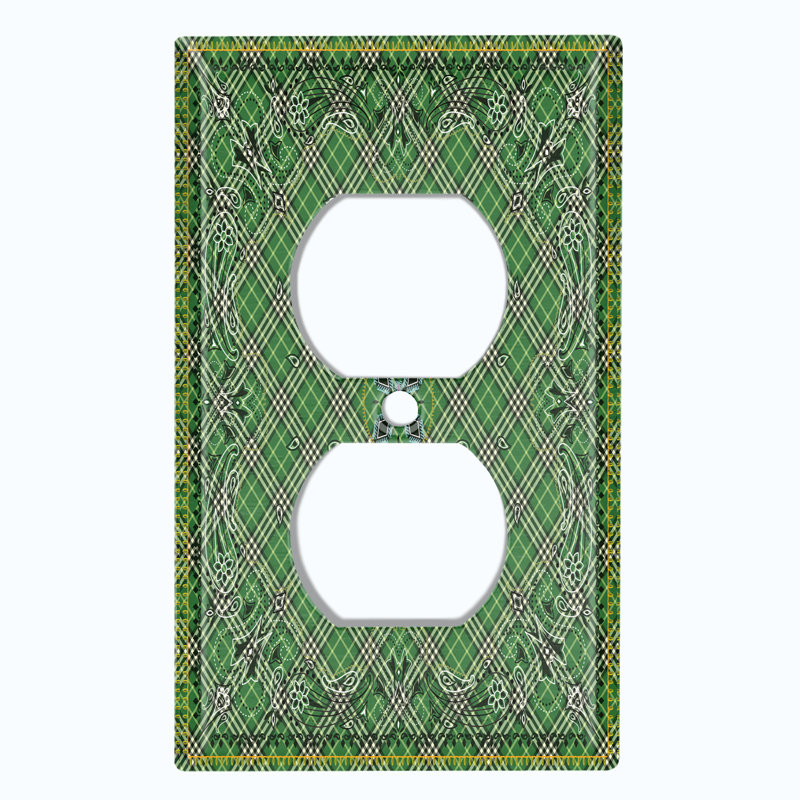 Patterned 1 - Gang Toggle Light Switch Standard Wall Plate, Green