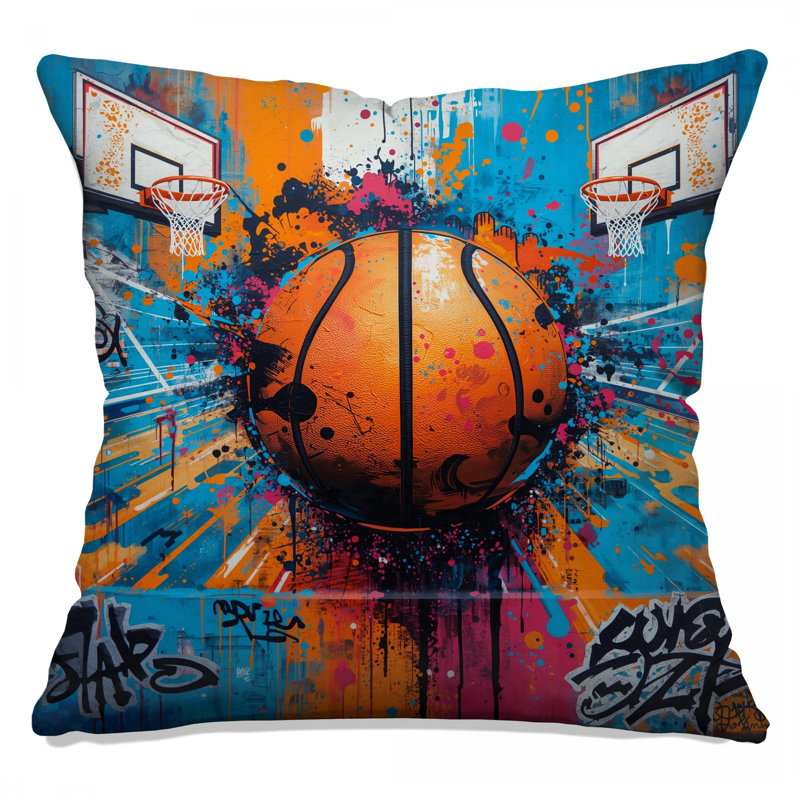 Coussins Graffiti Basketball Court, 18 x 18 inches