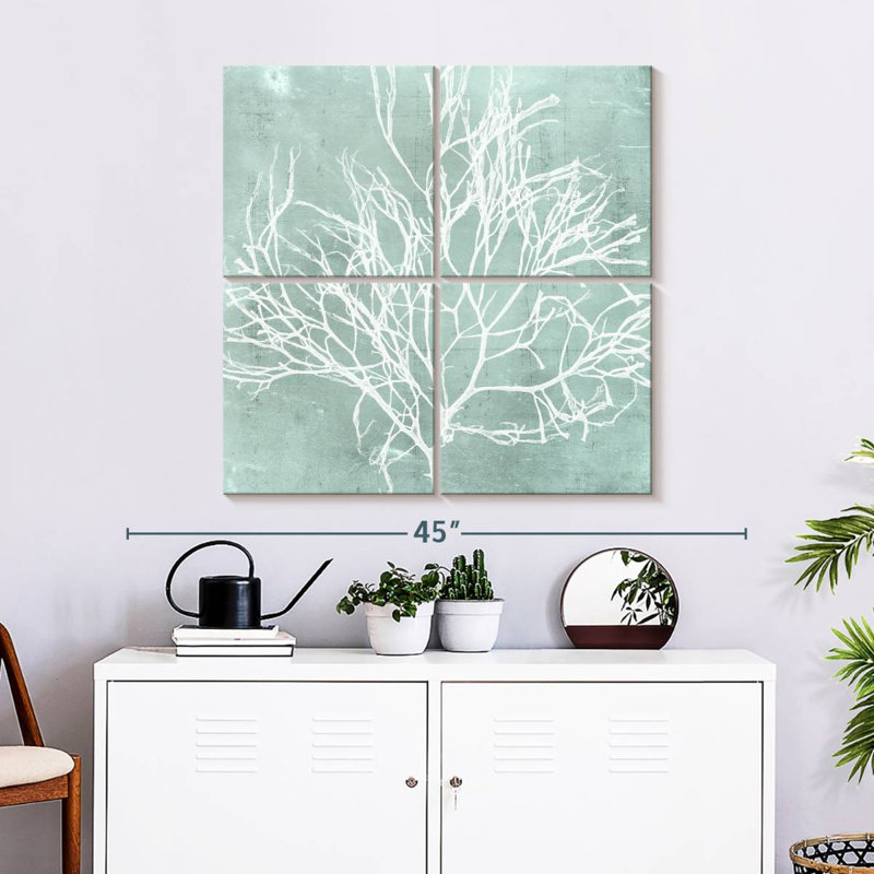 Algue Brampt sur turquoise II, H 32 po x l 32 po