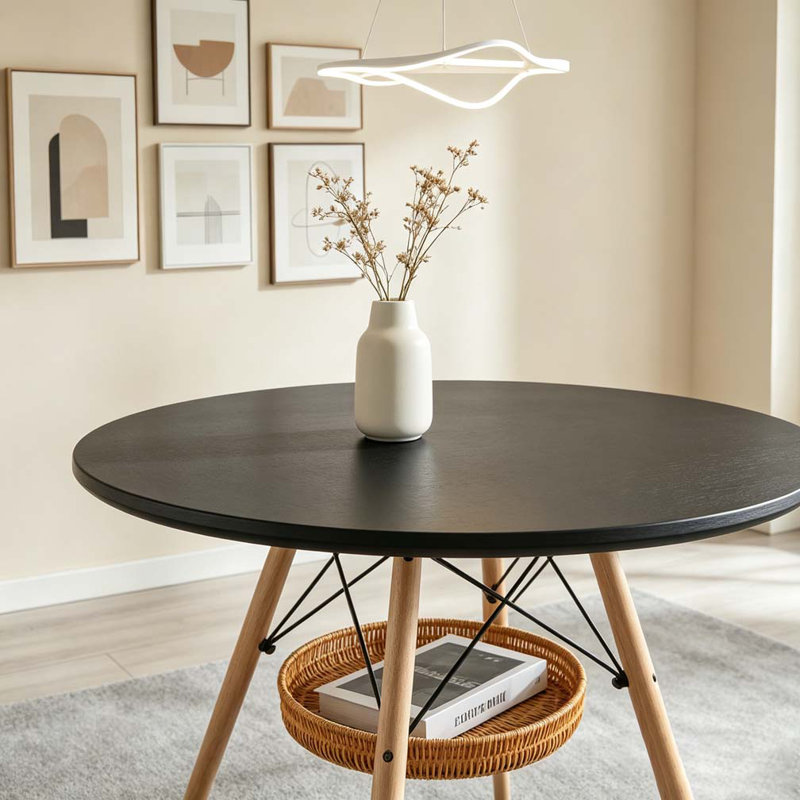 Table de salle à manger en MDF de 31,5 pouces, Noir, bois